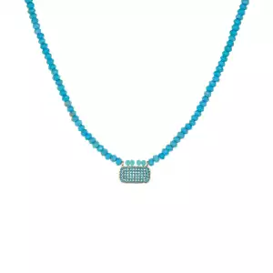 Turquoise-Stone stretch w/small dog tag - Marlyn Schiff 