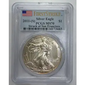 2011 - (S) - $1 Silver Eagle - Struck At San Francisco - PCGS - MS70