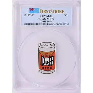 2019 - P - NGC - MS70 - $1 Tuvalu Duff Beer