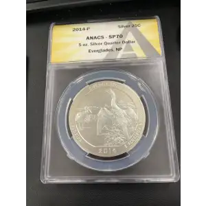 2014-P - ANACS - SP 70 - 5 oz Silver Quarter Dollar - Everglades, NP