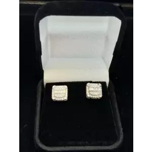 0.22 Ctw Moissanite Stud Square Earrings with Halos 3.2g 