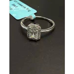Radiant Cut Halo Moissanite 925 Ring 