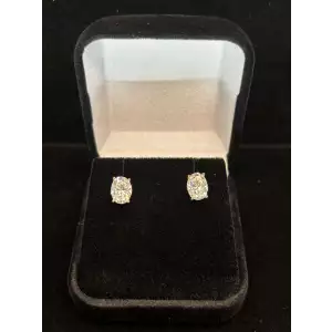 3 CTW Moissanite Oval Screw Back Studs - 14K Rose Gold Plated, 925 Silver, 1.6g