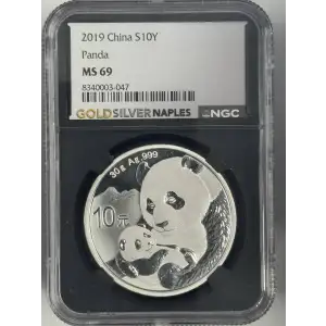 2019 1 oz China Panda s10y Mint State 69