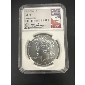 2023 $1 SILVER PEACE DOLLAR MS70 SIGNED BY CITIZENS COINAGE ADVISORY COMMITTEE CHAIRMAN RET. THOMAS J. URAM