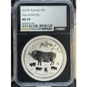 2019 P Australia S$1 Year of the  PIG MS70