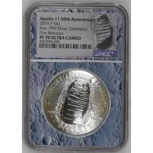 2019 Apollo 11 50th Anniv. First Releases First .999 Silver Commem. ULTRA CAMEO (2)