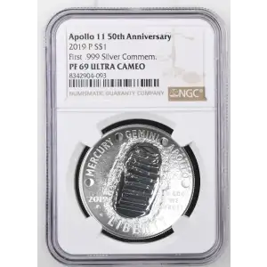 2019 Apollo 11 50th Anniv. First .999 Silver Commem. ULTRA CAMEO (2)