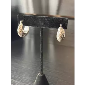 Quilted Silver 925 Hoop Earrings 