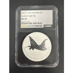 2021 P 1.5oz Australia S$2 Spotted Eagle Ray MS69 NGC