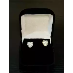 9mm 6 Ctw VVS D 14KYG Plated Heart Moissanite Stud Earings 