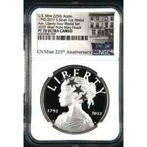1792-2017 S Amer. Lib. Four-Medal Set 2020 West Pt Mint Hoard U.S. Mint 225th Anniv. ULTRA CAMEO (2)