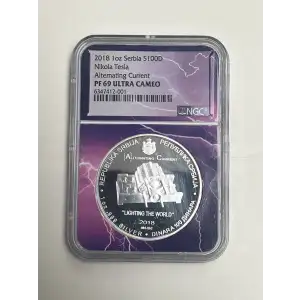2018 1oz Serbia S100D Nikolai Tesla Alternating Current PF69UC
