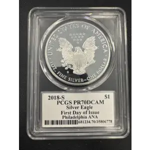 2018-S $1 Silver Eagle First Day of Issue Philadelphia ANA Mercanti Philadelphia ANA, DCAM