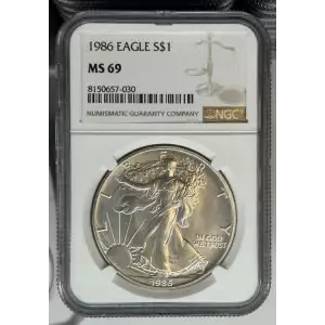 1986  1 oz Silver Eagle  NGC MS69 (LABEL MAY VARY)