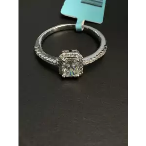 Radiant Cut Moissanite Halo 925 Ring 