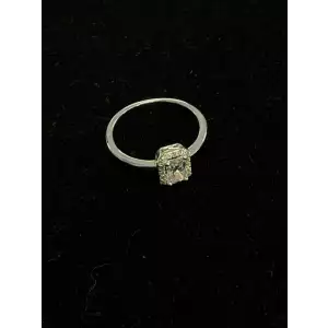 Emerald Cut Moissanite w/ Moissanite Halo Ring St.Silver 