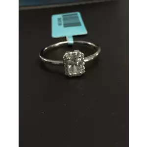 Radiant Cut Moissanite Halo 925 Ring