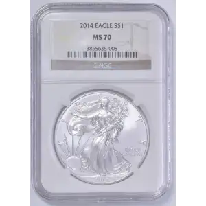 2014 1 oz Silver Eagle  S$1 NGC MS70 ( Label May Vary)