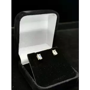 0.9 Ctw 925 Silver Moissanite Rectangle Stud Earrings 
