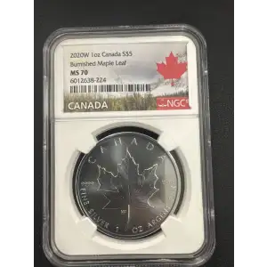 2020 W 1oz Canada Maple Leaf Burnished MS70 NGC