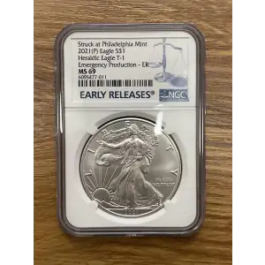 Silver Eagle (2021-P) - Emergency Production - NGC- MS69 - Struck at Phil - T1