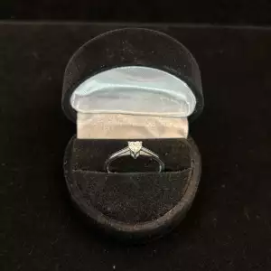 Moissanite Heart Ring - Size 8, 0.3 CTW, 4mm, 925 Silver