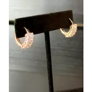 Rose Gold Plated Hoop Moissanite 925 Silver