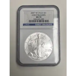 2007 W Eagle S$1 MS70 Early Releases White/Blue NGC