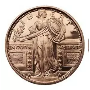 1 oz copper round standing Liberty/ wings