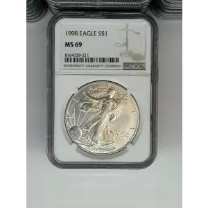 1995 1 oz Silver Eagle  NGC MS69 (LABEL MAY VARY) (4)
