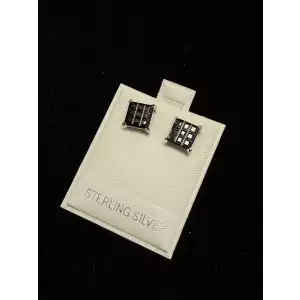 Black Moissanite Square Stud Earrings St.Silver