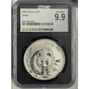 2003 1 oz China Panda s10y Mint State 9.9  (2)