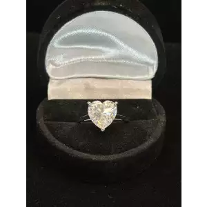 Moissanite Heart Ring - Size 7, 4 CTW, VVSD Color, 4mm, 925 Silver