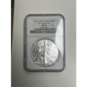 2011 Eagle S$1 MS70 Eagle 25th Anniversary White NGC