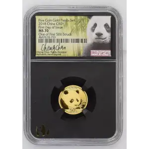 2018 First Day of Issue Five Coin Gold Panda Set (2)