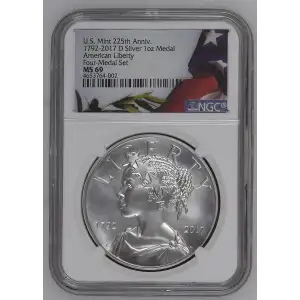 1792-2017 D AM. LIBERTY FOUR-MEDAL SE U.S. MINT 225TH ANNIV. (2)