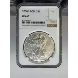 2000 1 oz Silver Eagle  NGC MS69 (LABEL MAY VARY) (2)