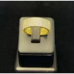 14KY Plated 925 Silver 7 Row Cubic Zirconia Stones Eternity Ring 6.9g  S 12.5