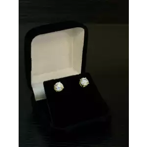 7mm 2.4 Ctw VVS D Color 14KYG Plated Moissanite Stud Earings 