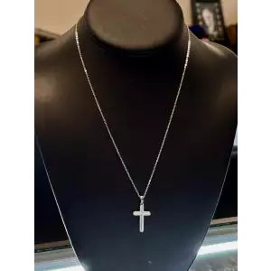 St.Silver Chain w/ CZ Covered Cross*