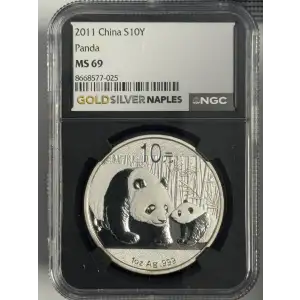 2011 1 oz China Panda s10y Mint State 69