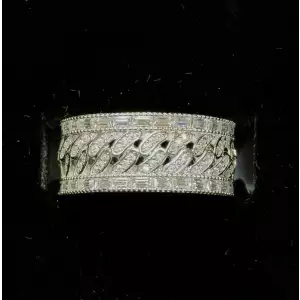 2.85 Ctw Moissanite Stone Cuban Style Eternity Ring 7.2g S 10 