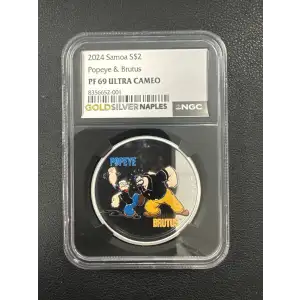 2024 Samoa S$2 Popeye & Brutus PF69 UC NGC
