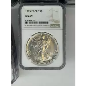1993 1 oz Silver Eagle  NGC MS69 (LABEL MAY VARY)