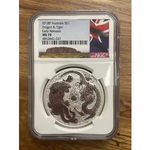 2018P Australia S$1 MS70 Dragon & Tiger Early Releases NGC