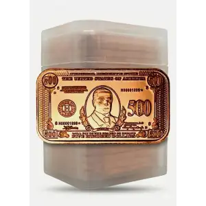 Tube of 20x 1 oz Copper Bar $500 Banknote (2)