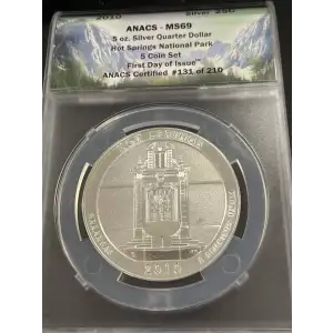 2010 - ANACS - Silver Quarter Dollar - Hot Springs National Park - First Day of Issue - MS 69