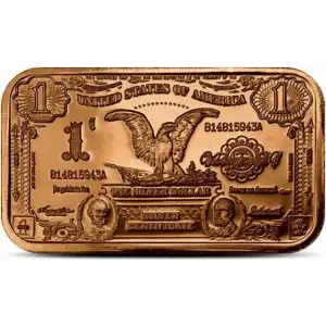 1 Oz Copper Bar $1 Banknote