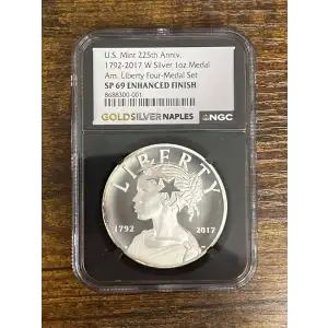 1792 - 2017 Liberty W Silver 1oz Medal 225th Anni.  SP69 Enhanced Finish